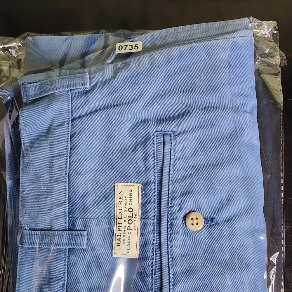 Polo Ralph Lauren Tyler Shorts Mens 38 Blue Pleated Chino Cotton Excellent